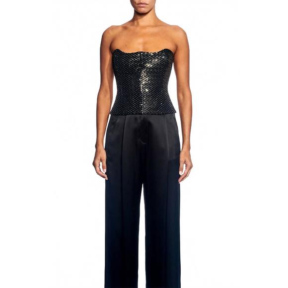 NEW THE SEI curved bustier top in silver - Picture 1 of 3